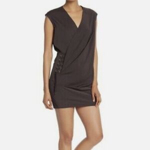 All Saints aures lace up side mini dress black 0 xs